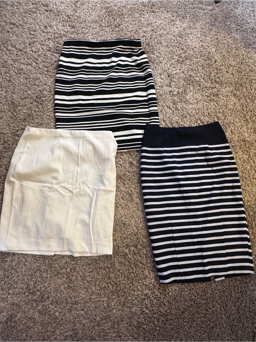 Banana Republic Black and White Striped Pencil Skirts Trio